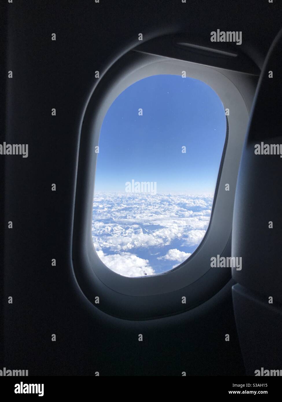 Image taken from an aircraft window whilst flying over Northern Italy - Smartphone Captured Stock Image