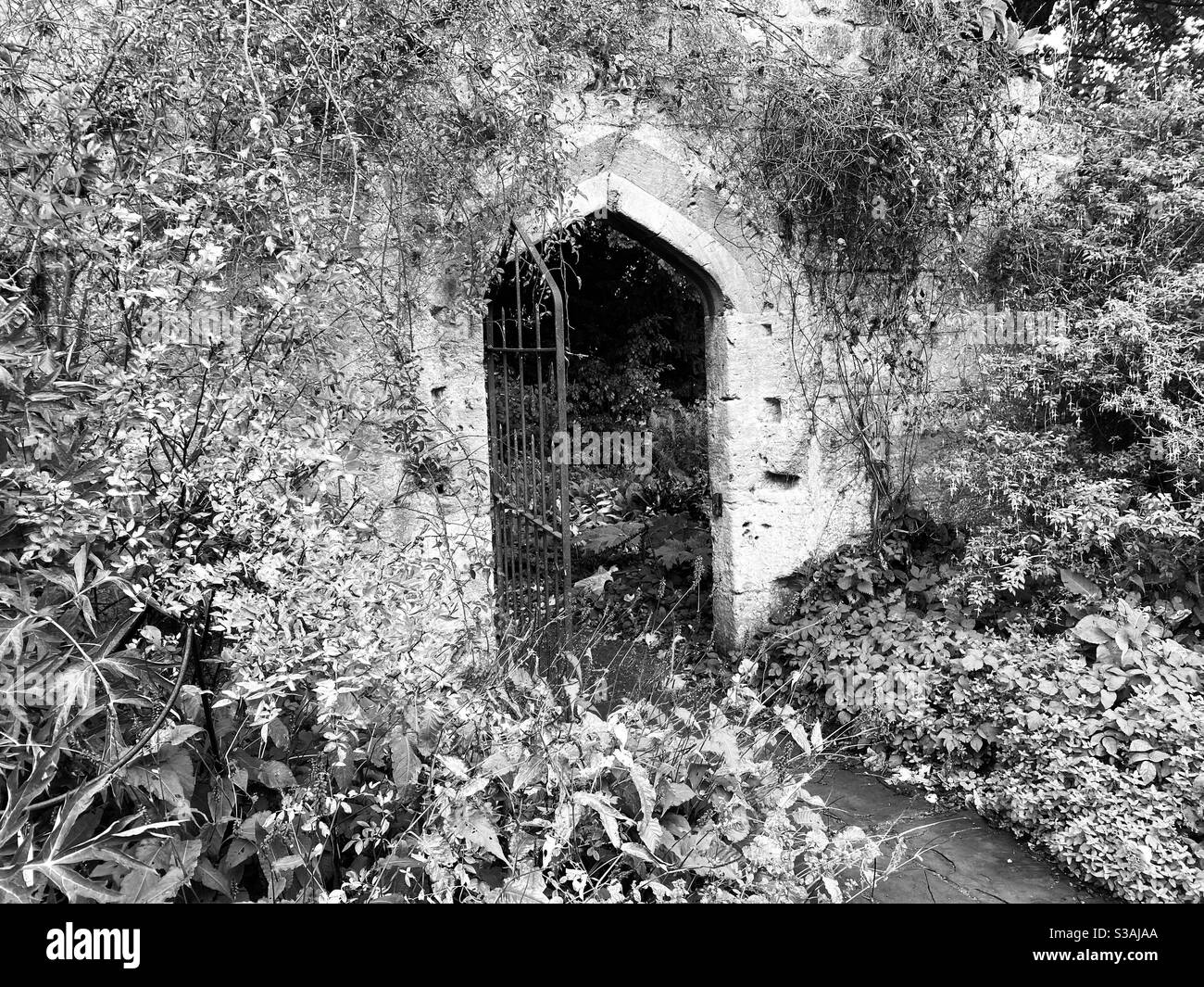 Tudor doorway in 16th century tithe barn at Sudeley Castle - Smartphone Captured Stock Image