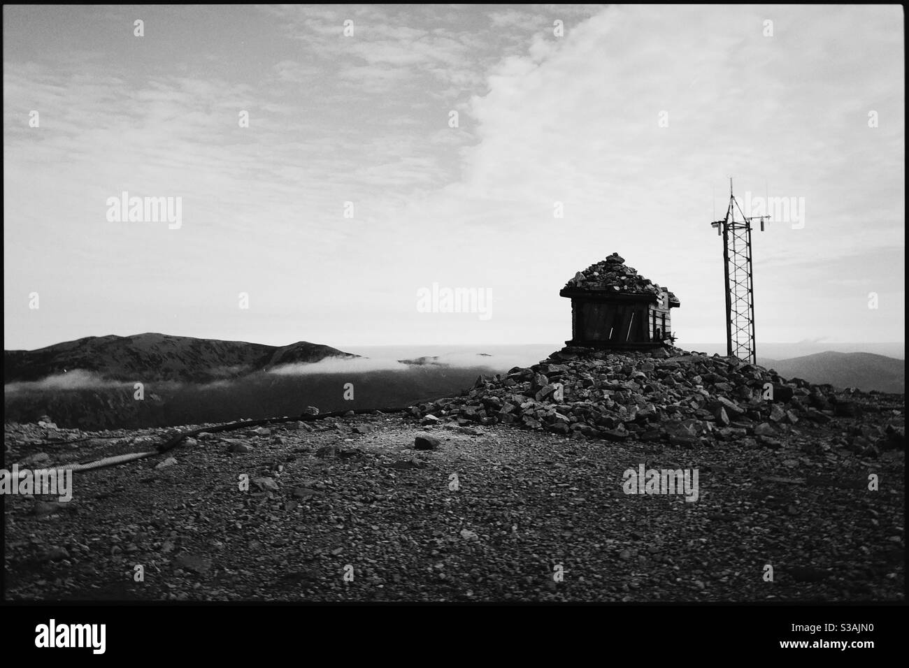 Summit shelter and weather station on the peak of Cairnwell, one of the