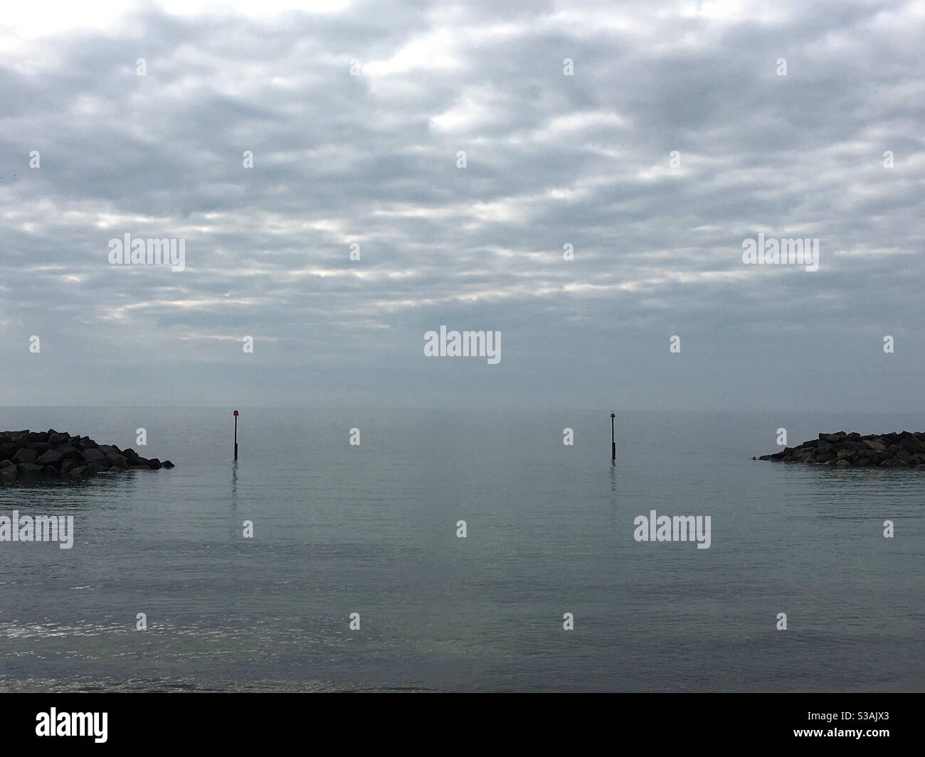 Grey calm seascape - Smartphone Captured Stock Image