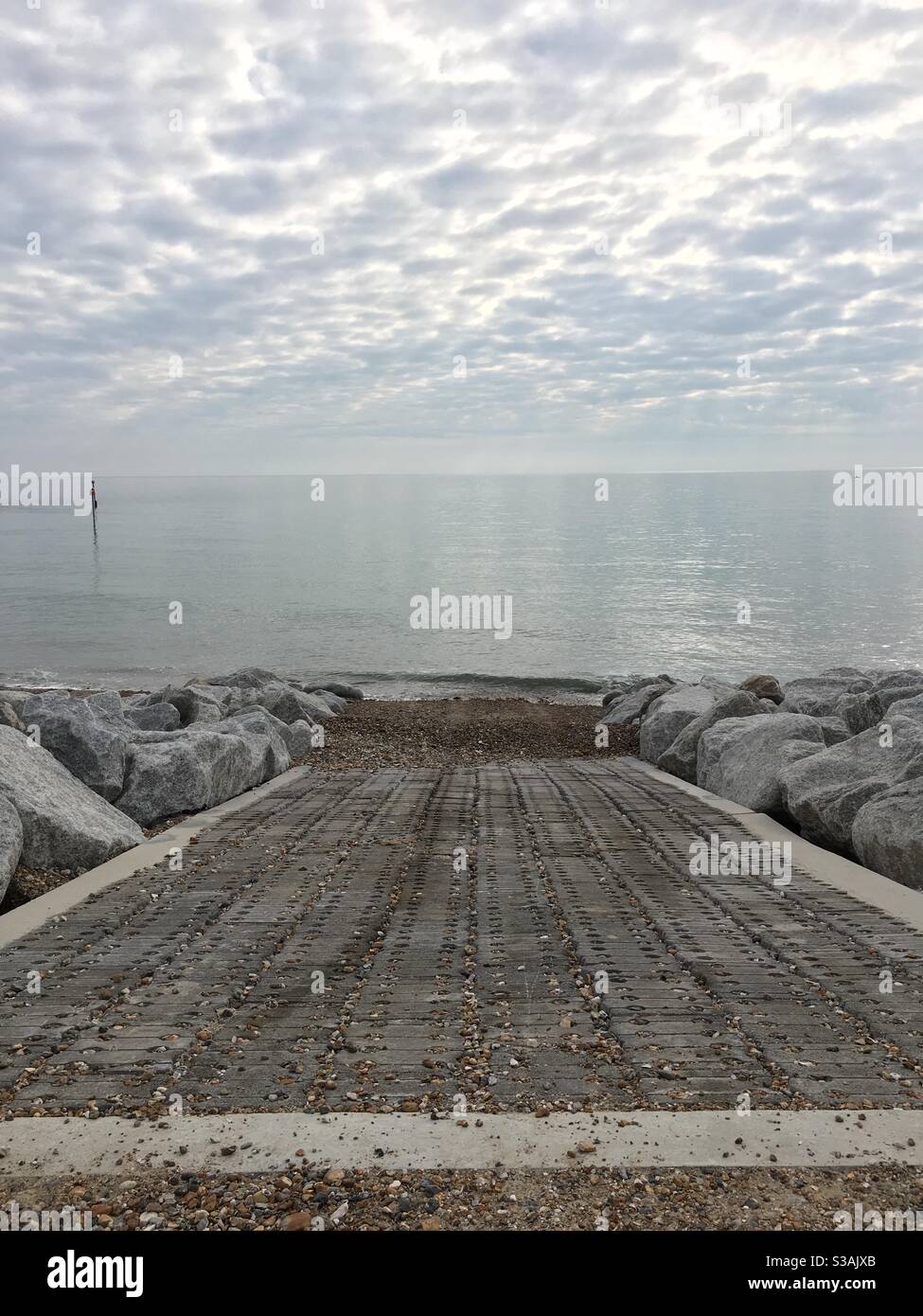 Boat ramp slipway into sea Stock Photo
