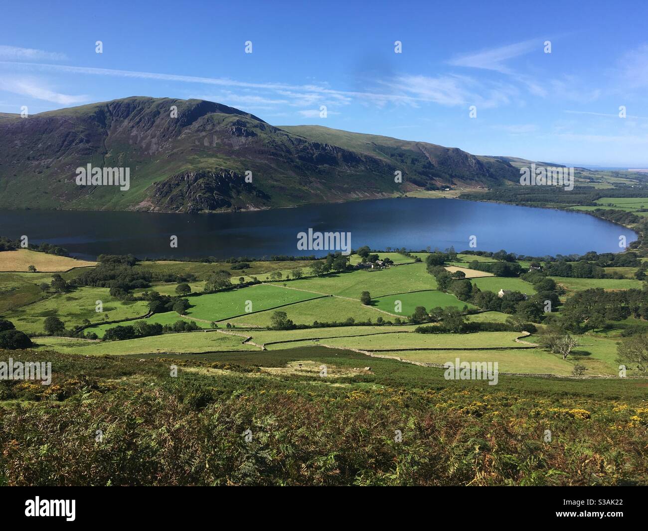 Ennerdale Water with Crag Fell in the distance, Lake District, Cumbria, United Kingdom Stock Photo