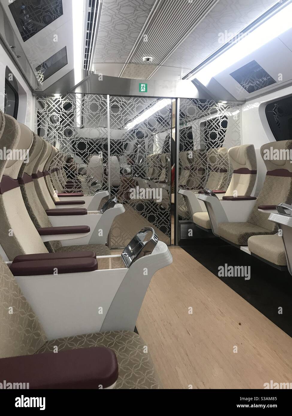 Interior carriage of the newly constructed underground in Doha, Qatar - Smartphone Captured Stock Image
