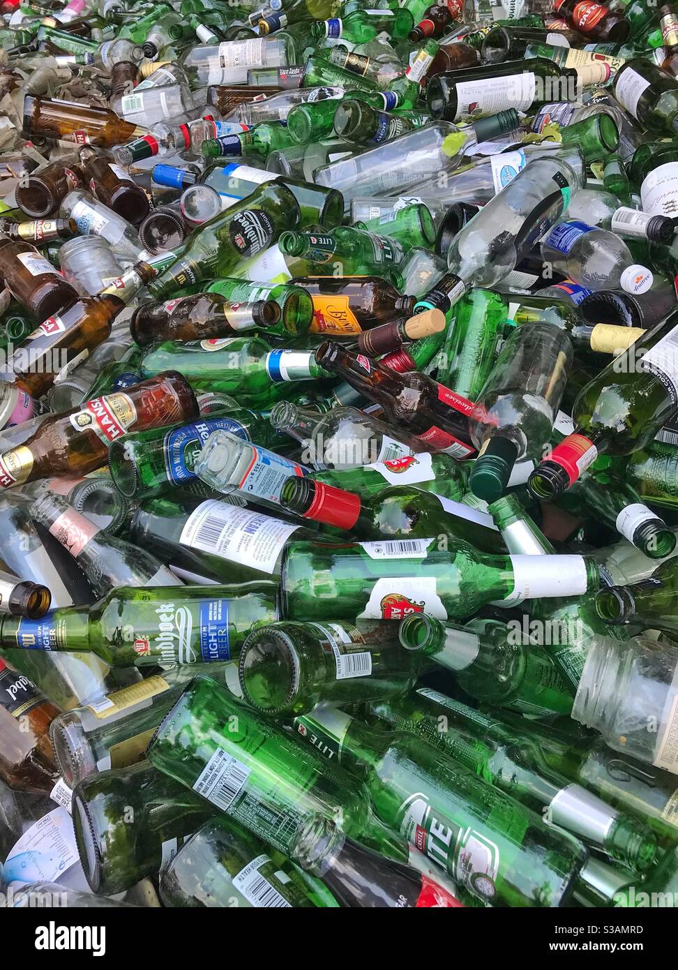 Glass Bottles Prepared For Recycling Stock Photo, Picture and Royalty Free  Image. Image 10587244.