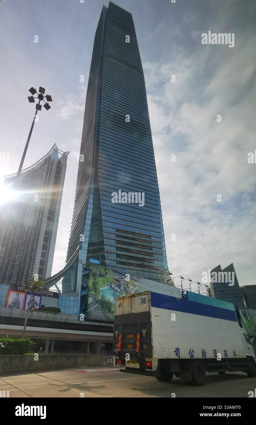 the ICC tower in Western kowloon, Hong Kong. - Smartphone Captured Stock Image