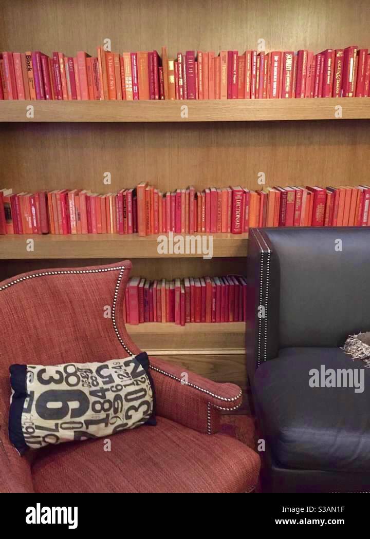 Red books on a bookcase - Smartphone Captured Stock Image