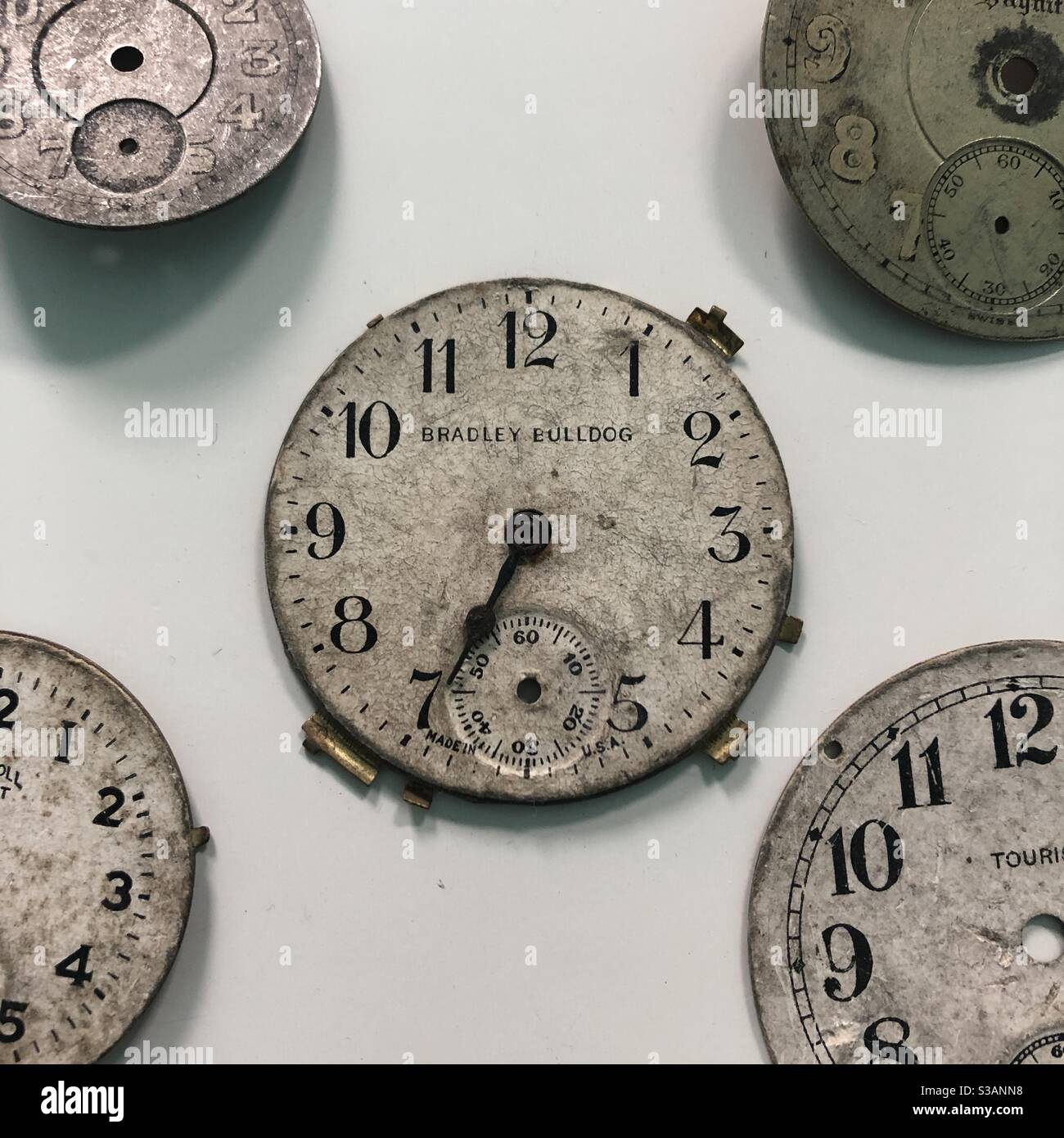 Closeup antique watch faces Stock Photo Alamy