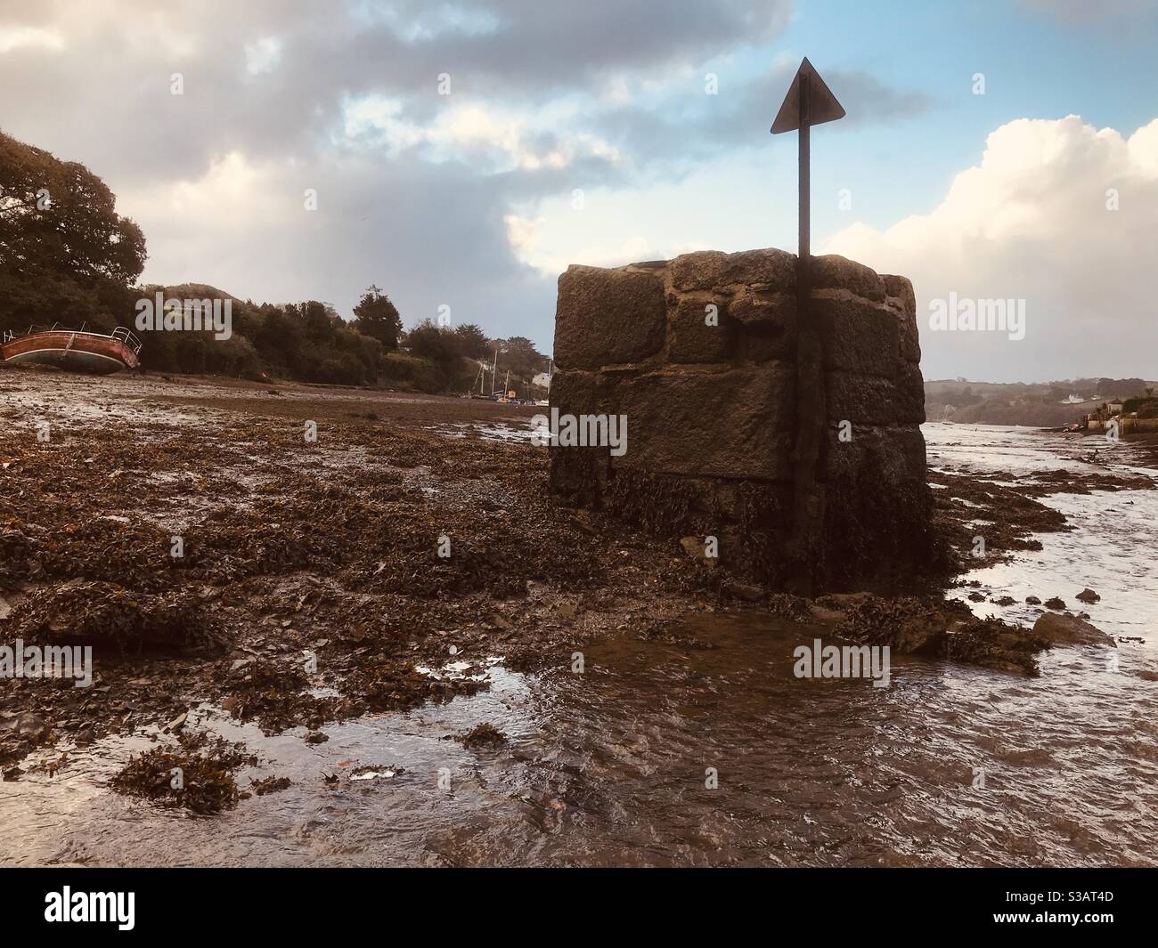 remains of ancient harbour in Penpol Creek - Smartphone Captured Stock Image