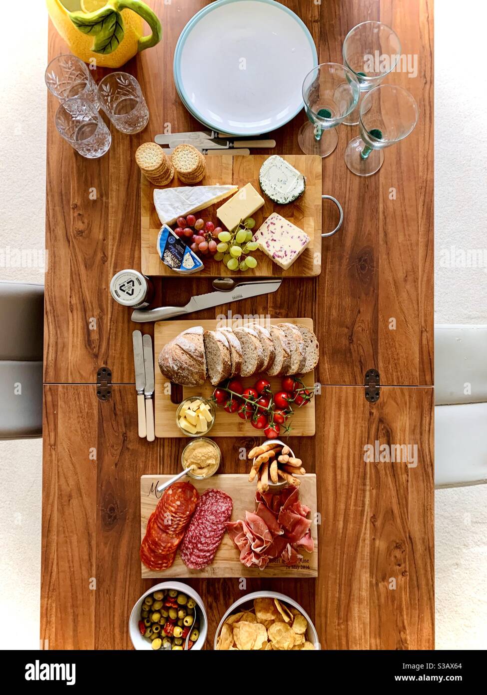 Cheese and cold cut buffet Stock Photo