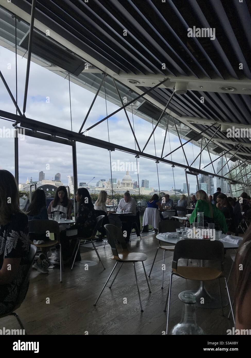View from the interior of the Oxo Tower Brasserie, London, United Kingdom - Smartphone Captured Stock Image
