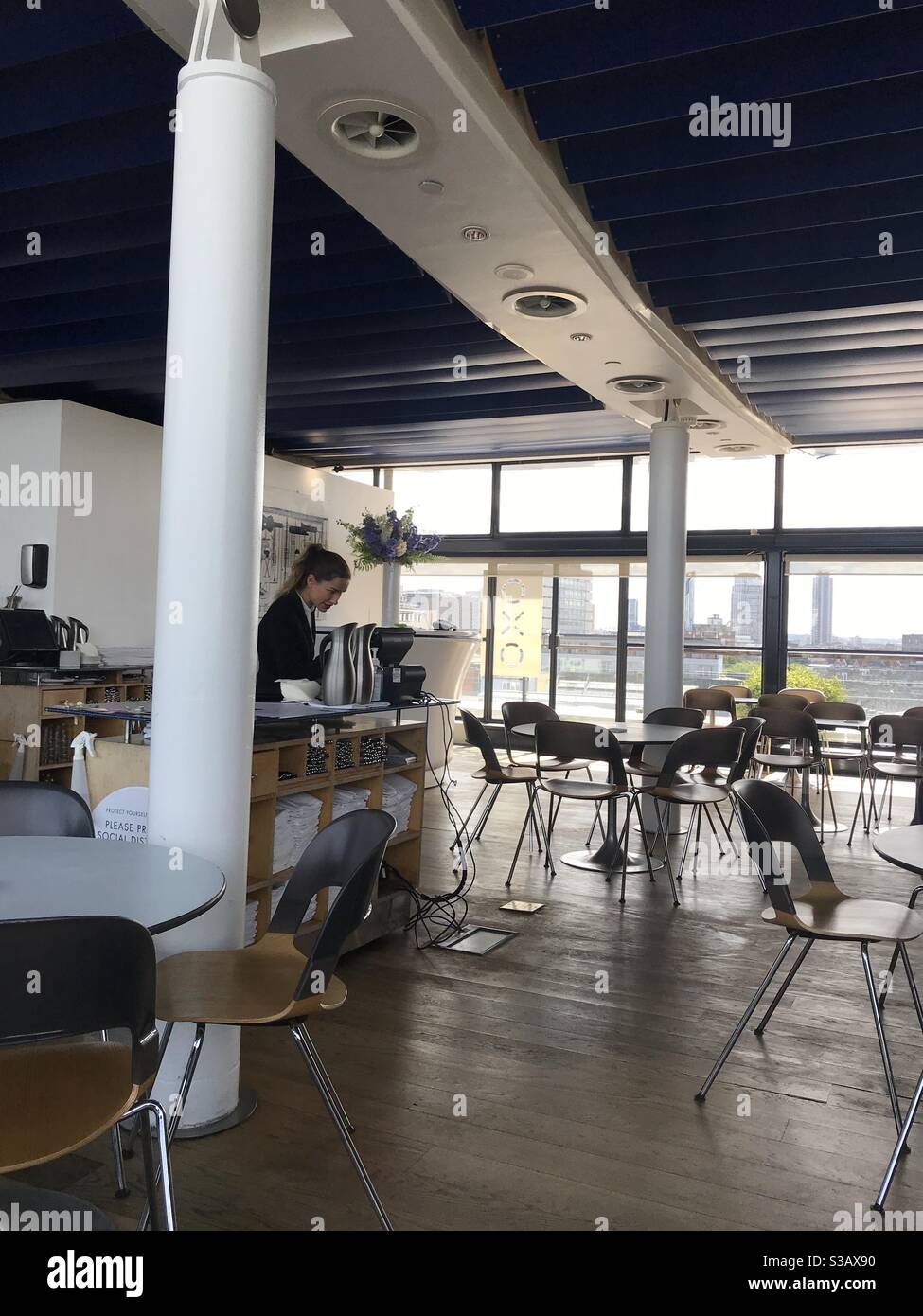 View from the interior of the Oxo Tower Brasserie, London, United Kingdom - Smartphone Captured Stock Image