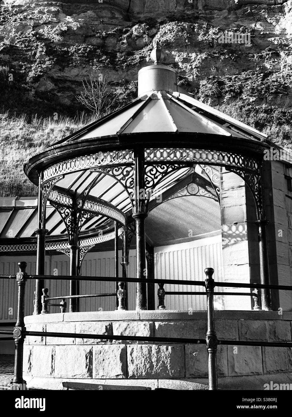 Victorian style weather shelter in Scarborough, England, UK - Smartphone Captured Stock Image