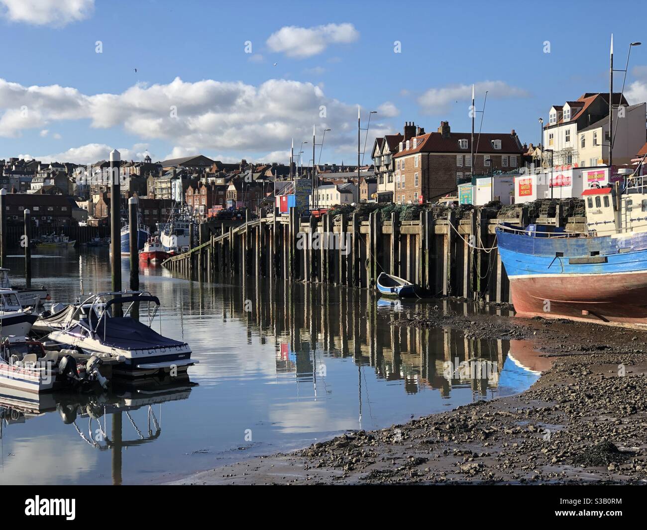 Low tide in Scarborough harbour - Smartphone Captured Stock Image