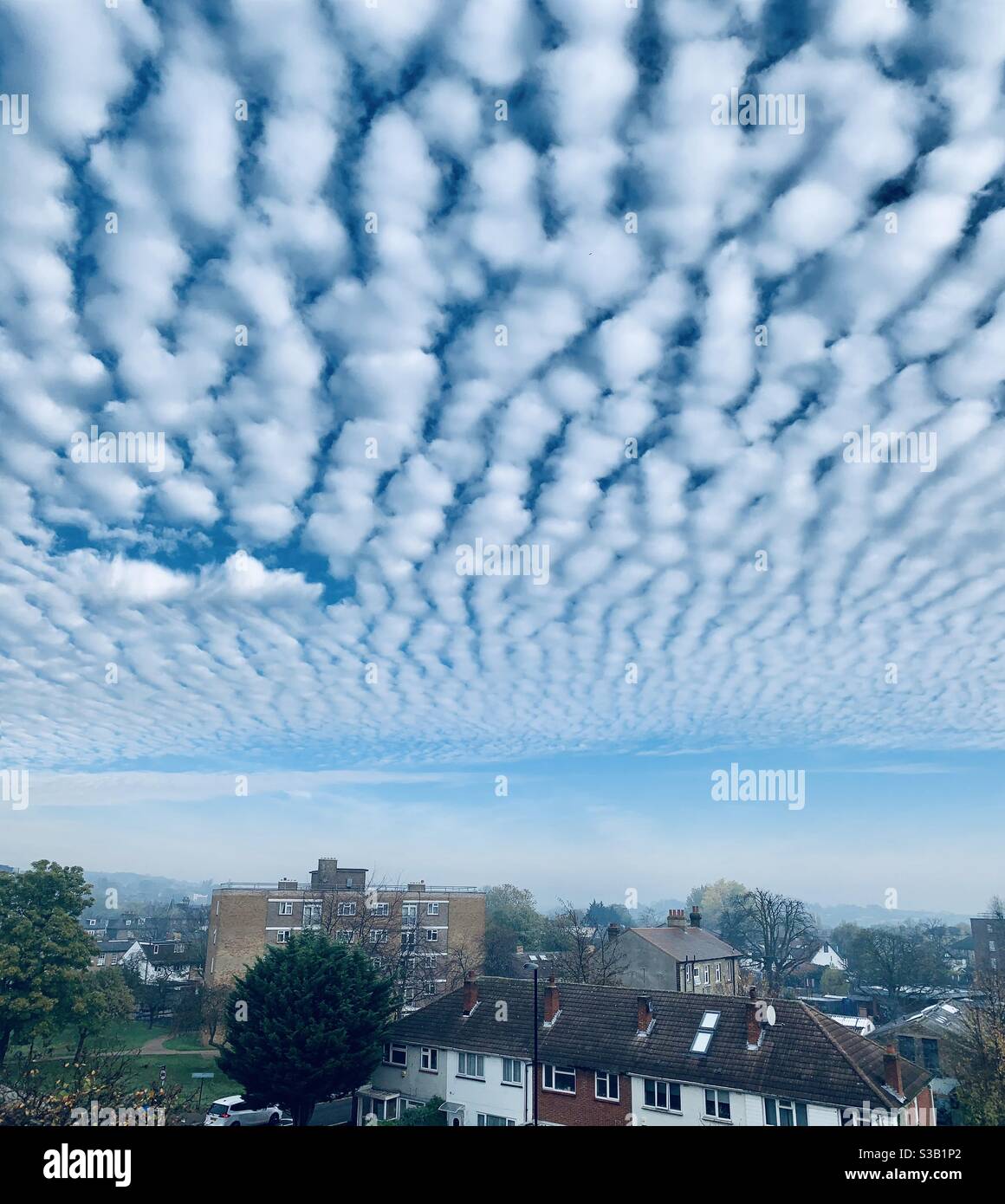 Cirrocumulus clouds over south east London - Smartphone Captured Stock Image