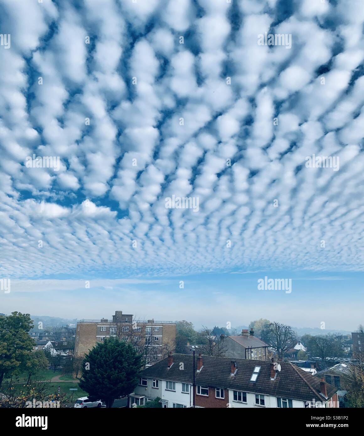 Cirrocumulus clouds over south east London Stock Photo