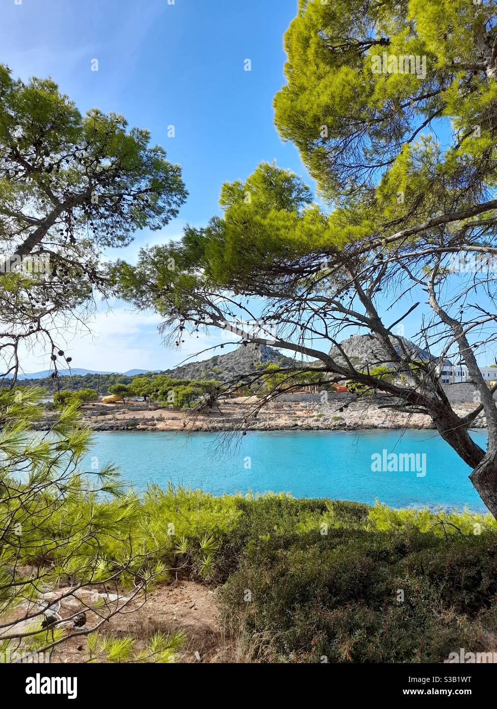 Nature landscape of Agkistri island, near Athens, Greece, Europe. - Smartphone Captured Stock Image