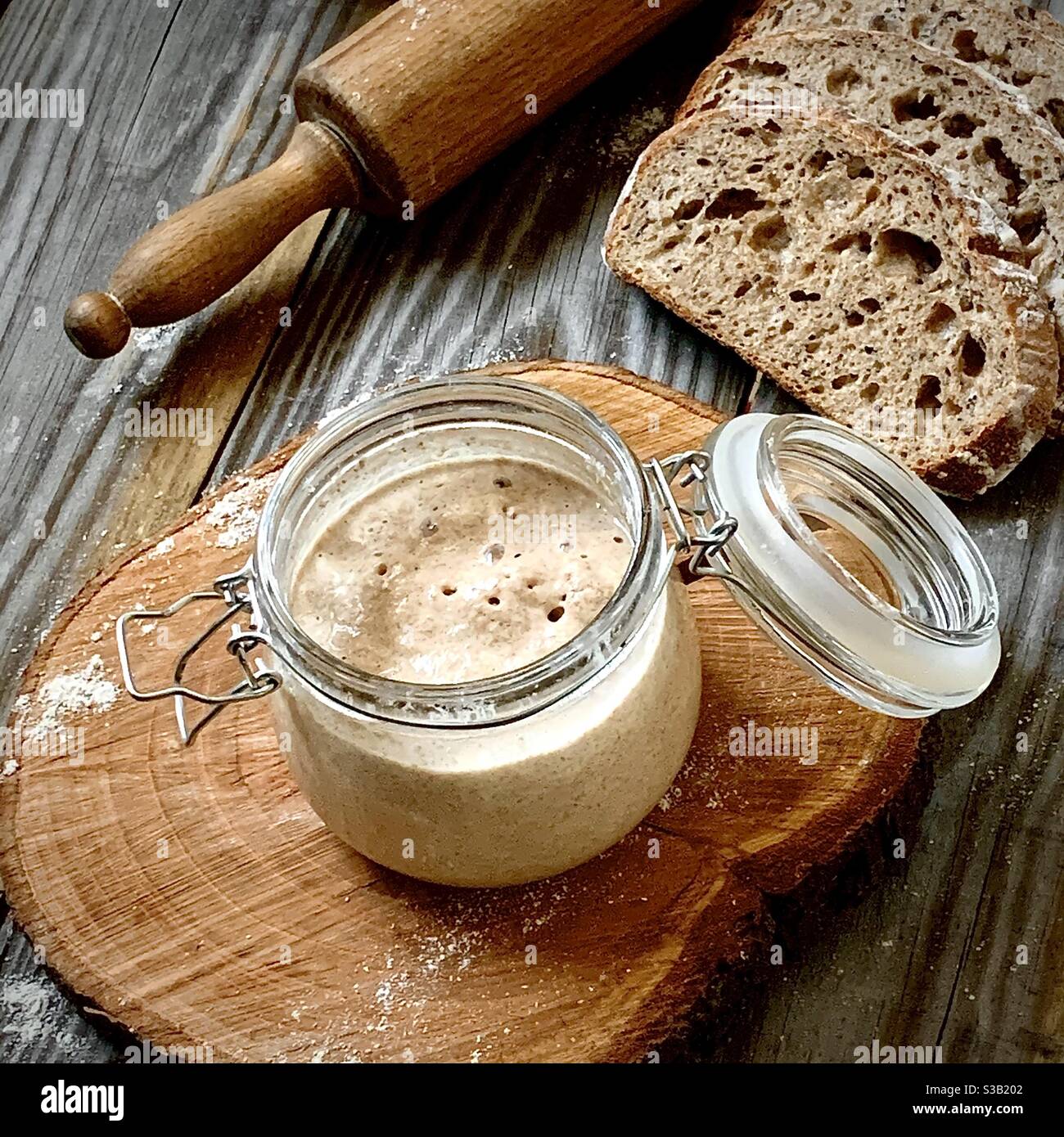 Sourdough starter bread Stock Photo Alamy