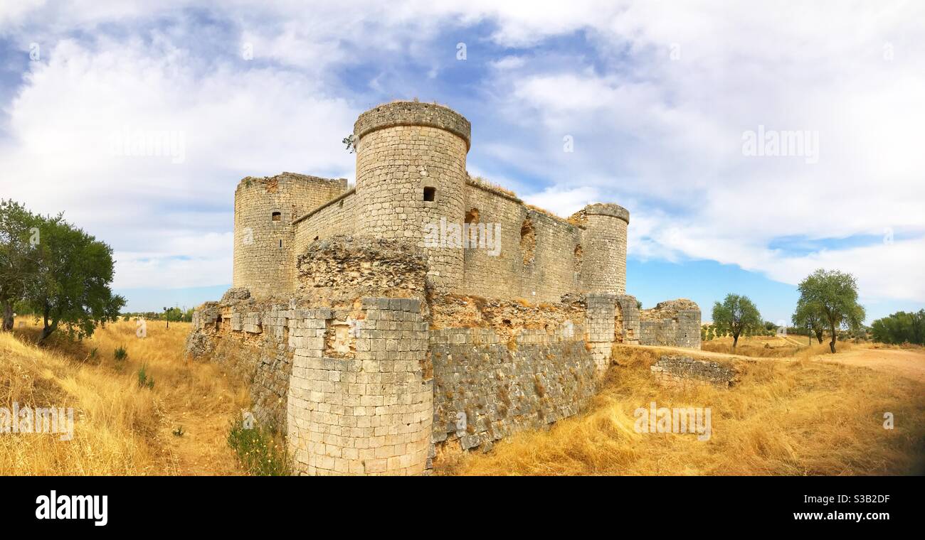 Medieval castle, panoramic view. Pioz, Guadalajara province, Castilla La Mancha, Spain. - Smartphone Captured Stock Image