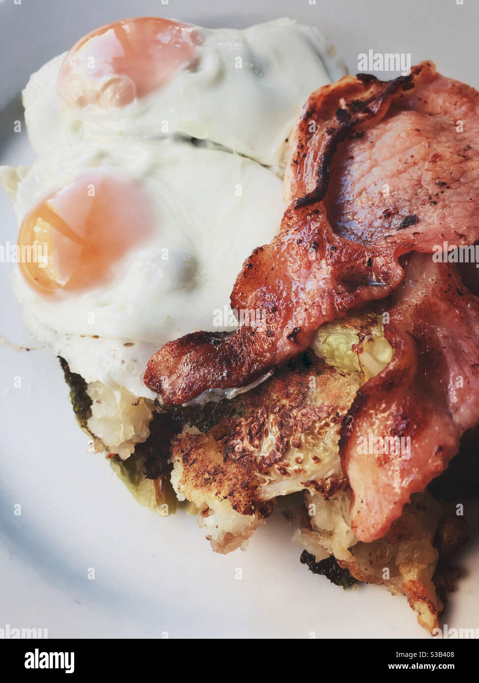 Bacon, eggs, bubble and squeak - Smartphone Captured Stock Image