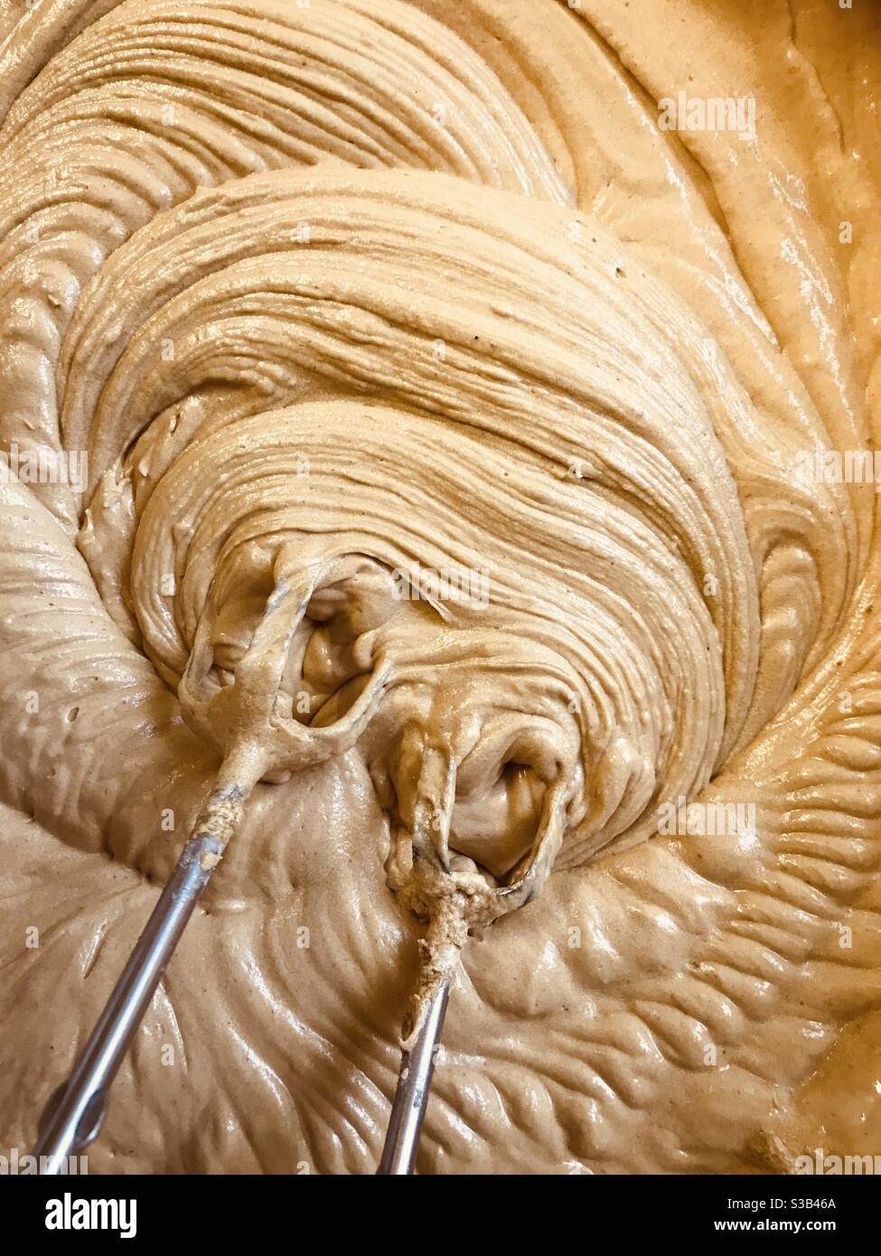 mixing the Christmas Cake ingredients - Smartphone Captured Stock Image