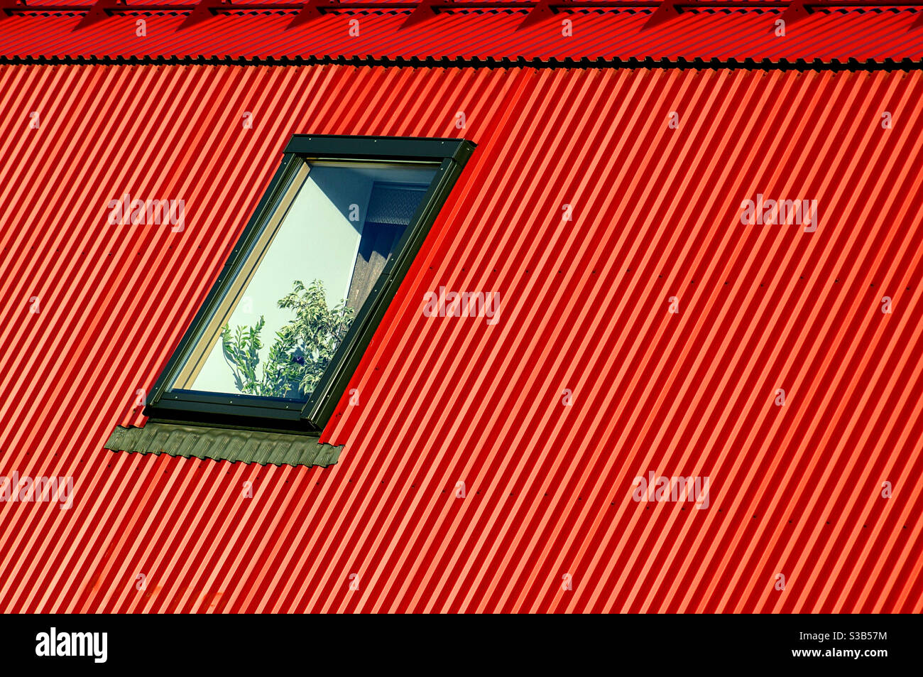 Skylight in the red roof - Smartphone Captured Stock Image