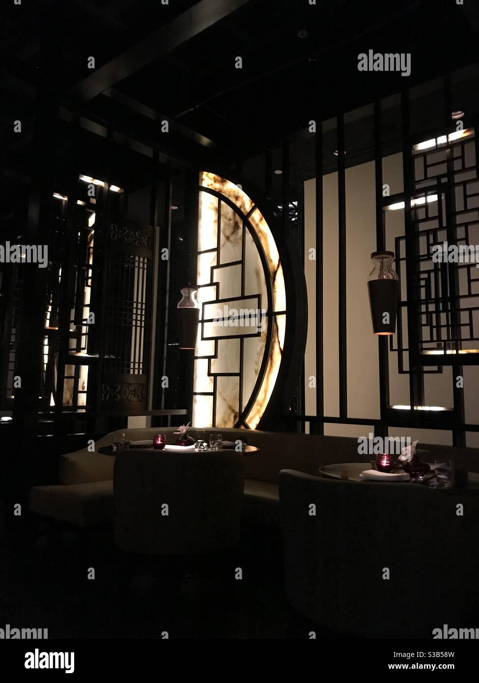 The interior of Hakkasan Doha restaurant in Qatar - Smartphone Captured Stock Image