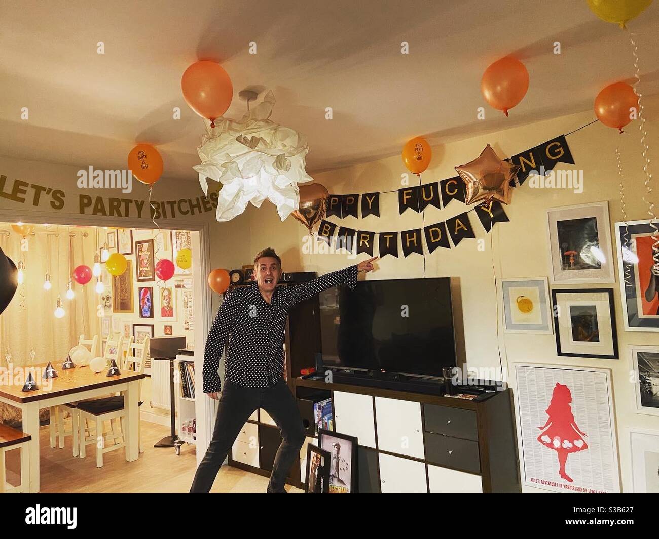 Abusive birthday decorations - Smartphone Captured Stock Image