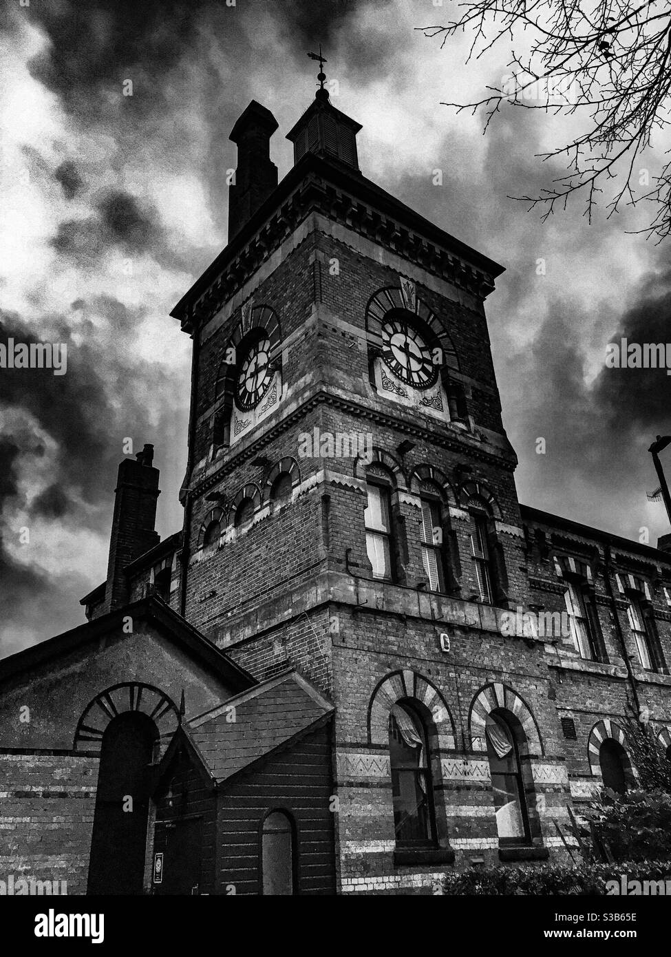 Old station clock tower Stock Photo