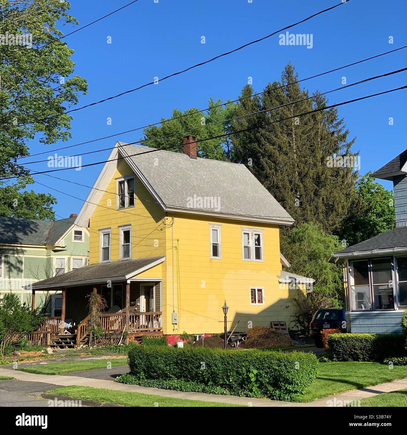 A street in springtime, 2020, in Greenfield, Massachusetts, United States - Smartphone Captured Stock Image