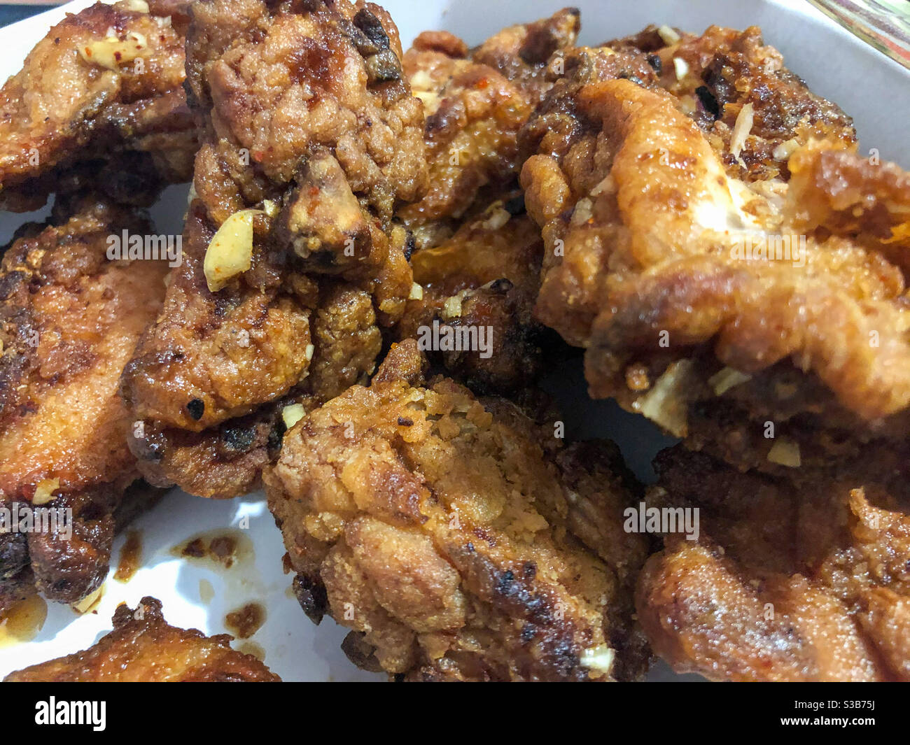 A plate of fried chicken. - Smartphone Captured Stock Image