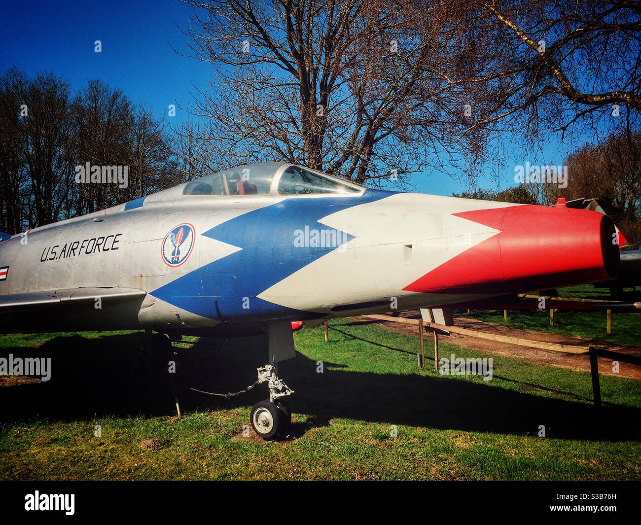 U.S. Airforce F-100 Super Sabre Cold War era jet fighter - Smartphone Captured Stock Image