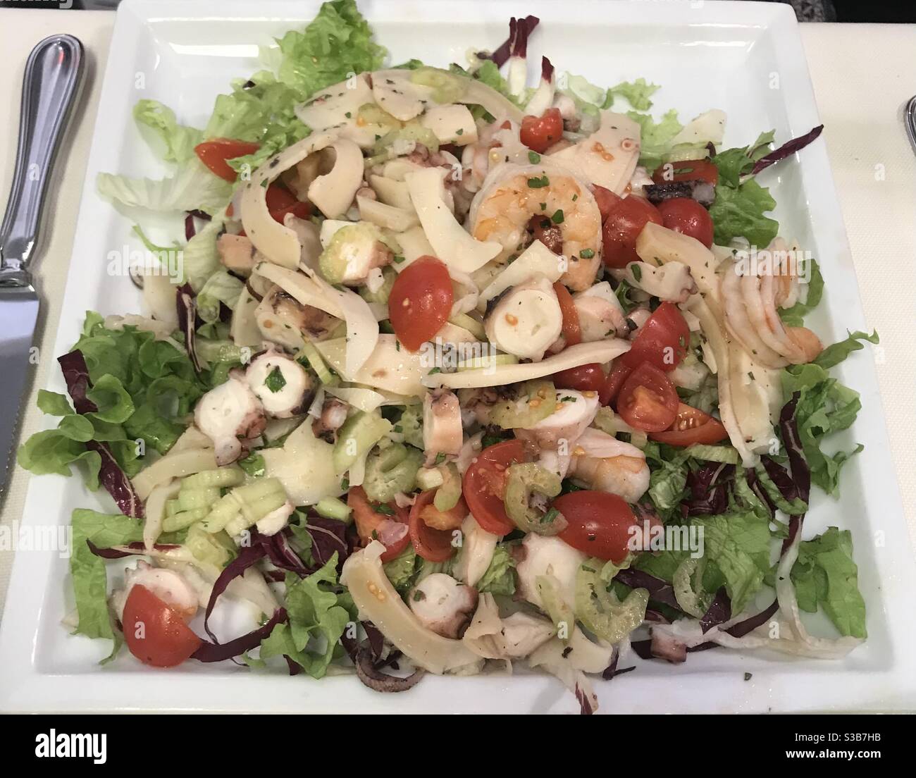 Freshly prepared mixed seafood salad - Smartphone Captured Stock Image