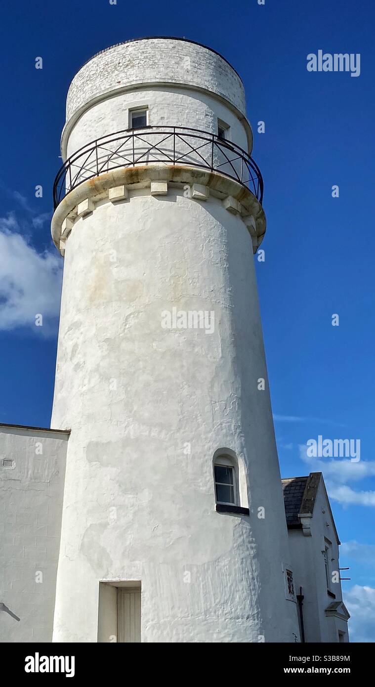 Hunstanton Lighthouse in Norfolk with blue sky background - Smartphone Captured Stock Image