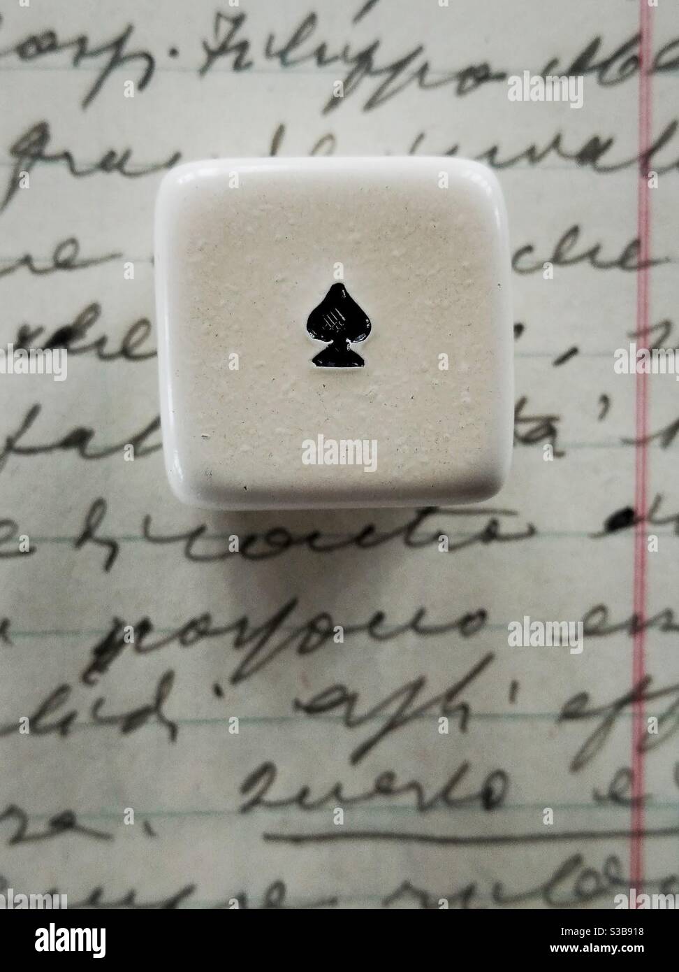Close up of a dice with the image of the ace Stock Photo