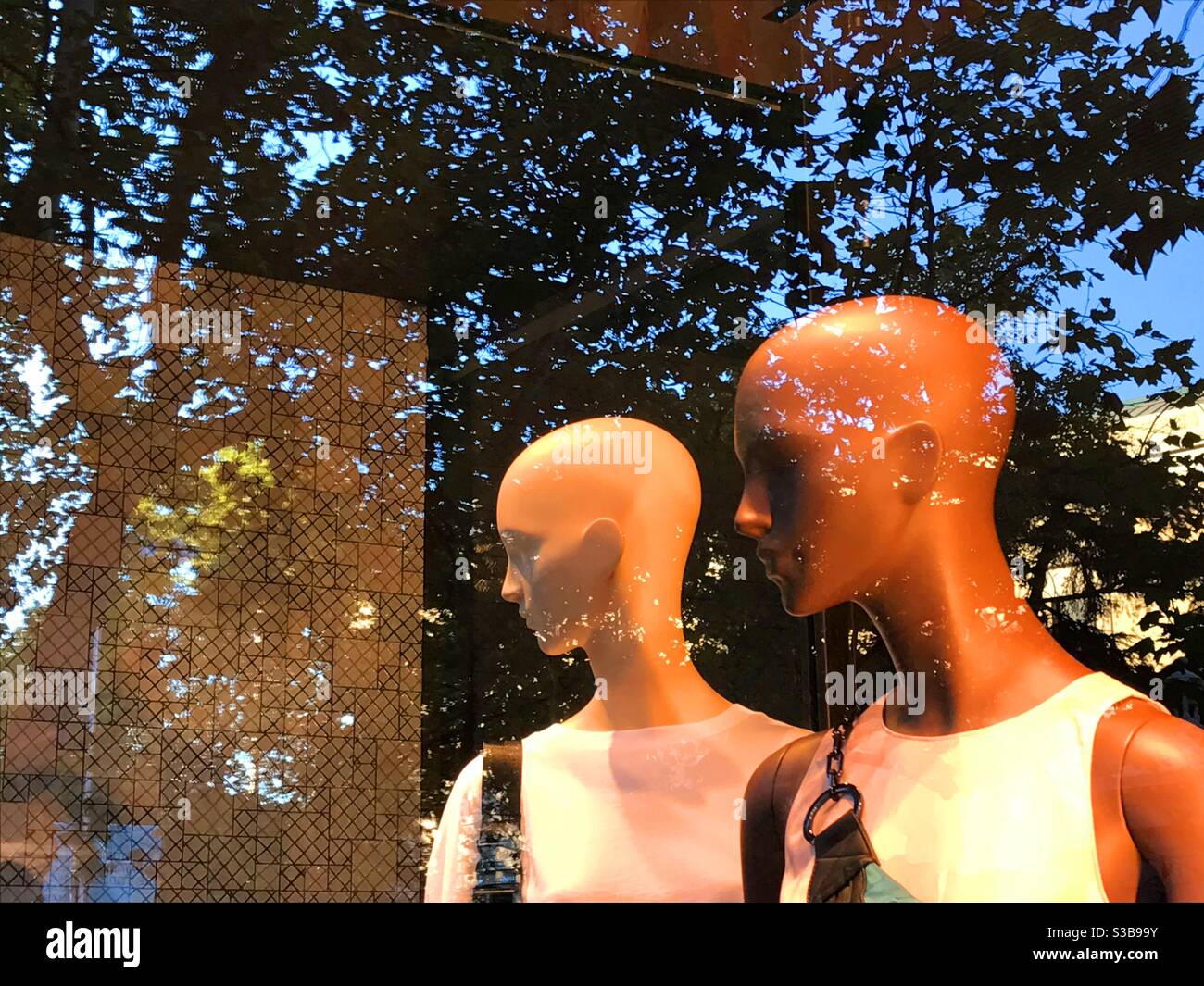 Two mannequins in a shop window Stock Photo Alamy
