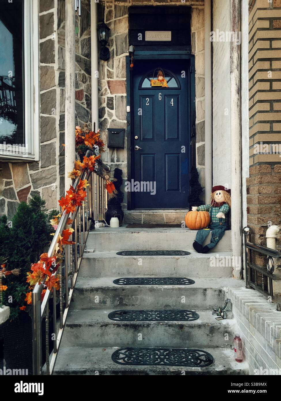 Halloween decoration in the porch of a house in South Park Slope