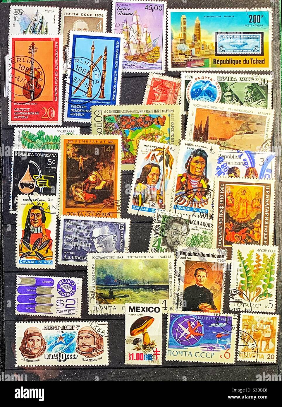 Stamp Collection Stock Photo
