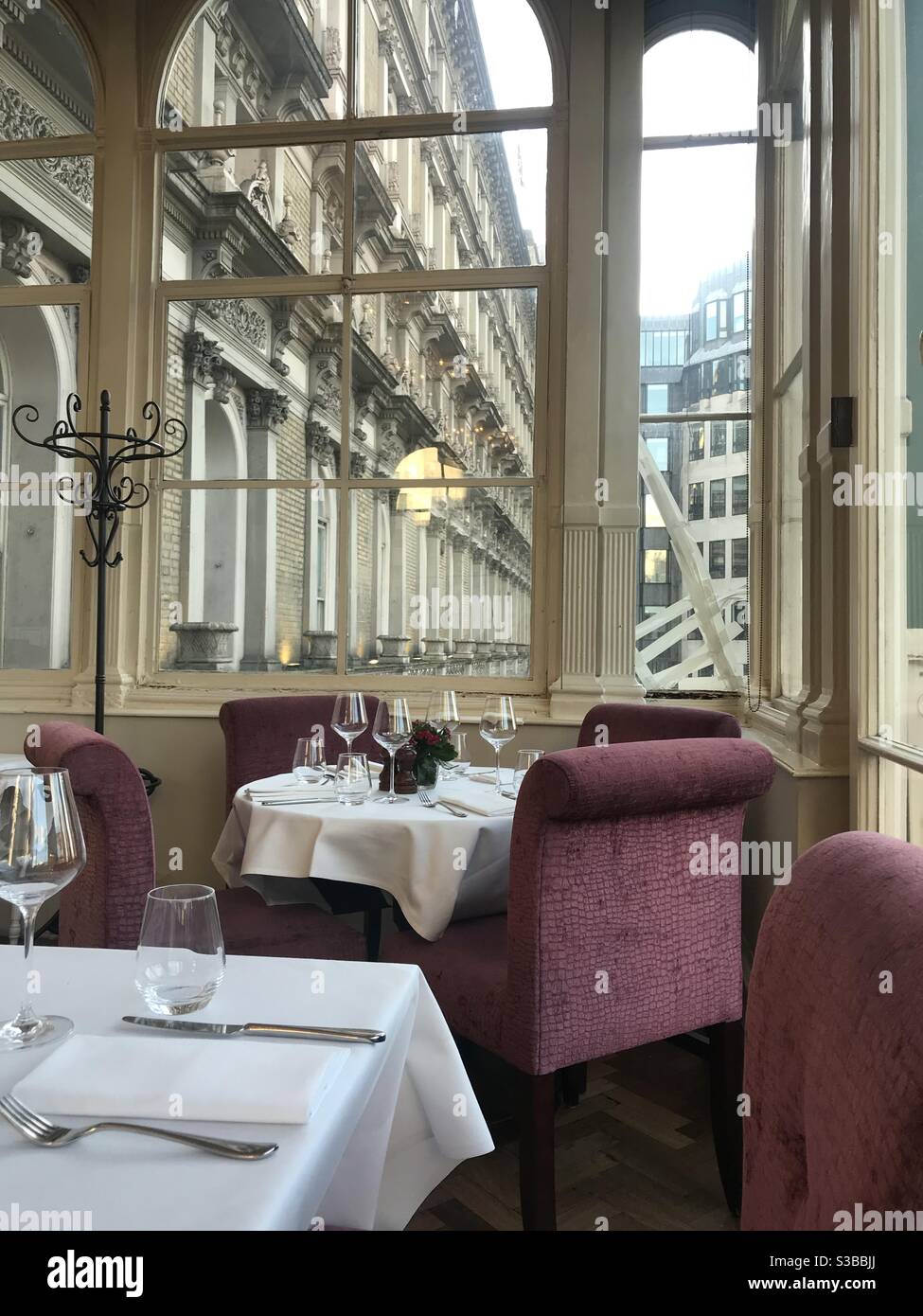 Hotel dining room in Central London, United Kingdom - Smartphone Captured Stock Image