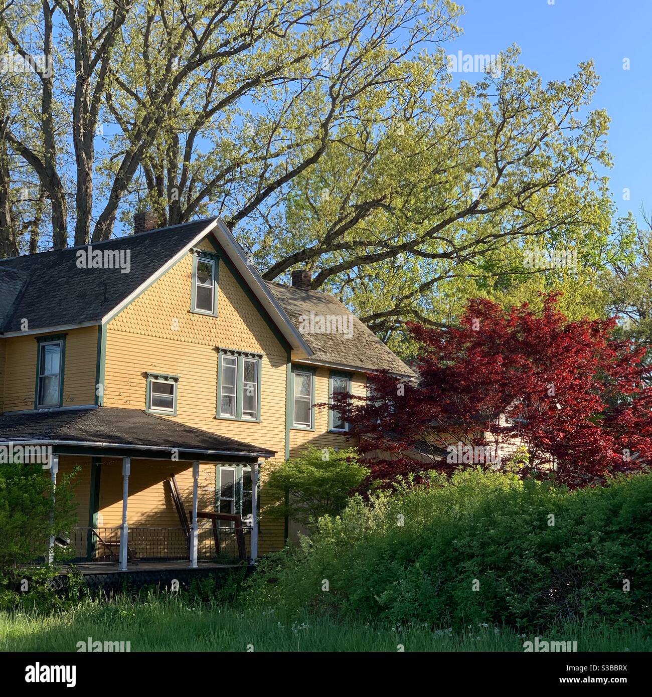 A home in Greenfield, springtime, 2020. Massachusetts, United States. - Smartphone Captured Stock Image