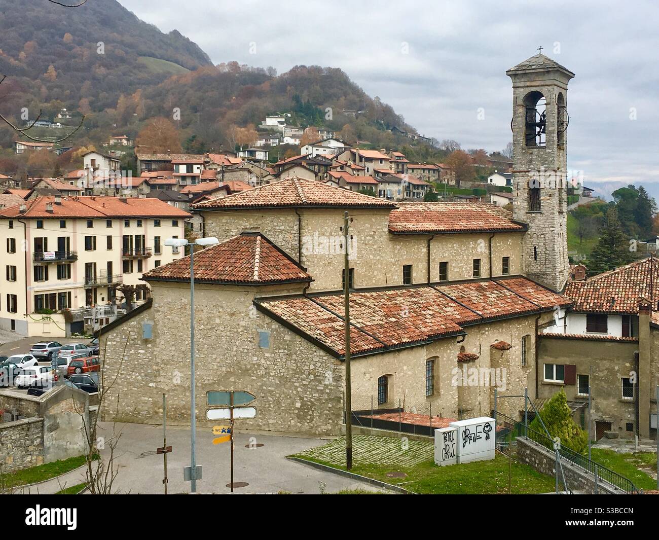 Town Bre Pase, Monte Bre, Lugano, Ticino, Switzerland Stock Photo
