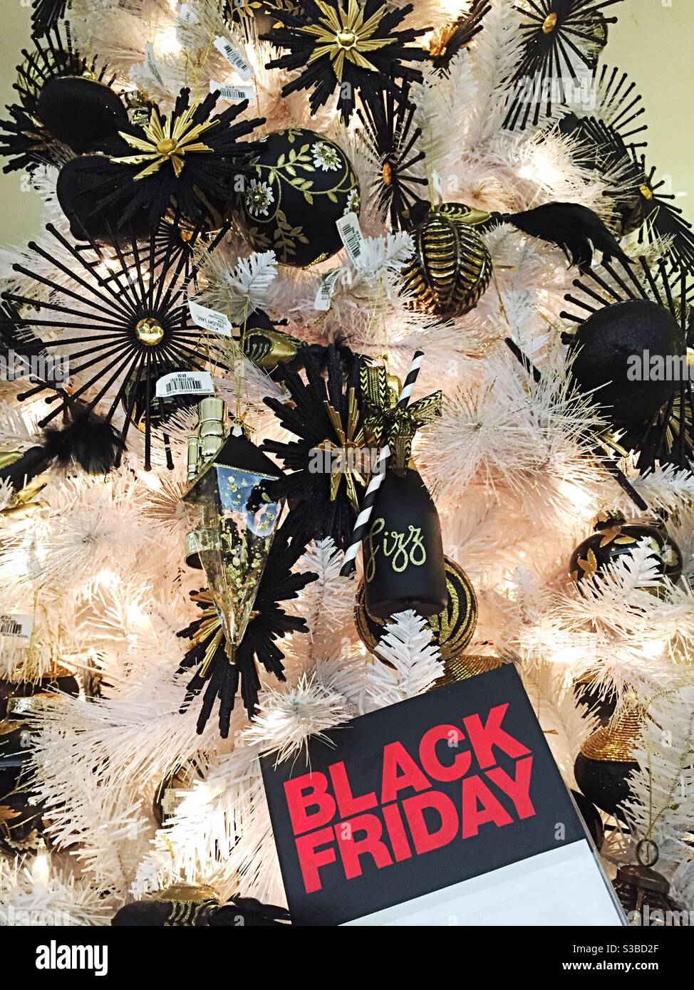 Holiday decorations for sale on Black Friday following Thanksgiving at Macy’s flagship store, NYC, USA - Smartphone Captured Stock Image