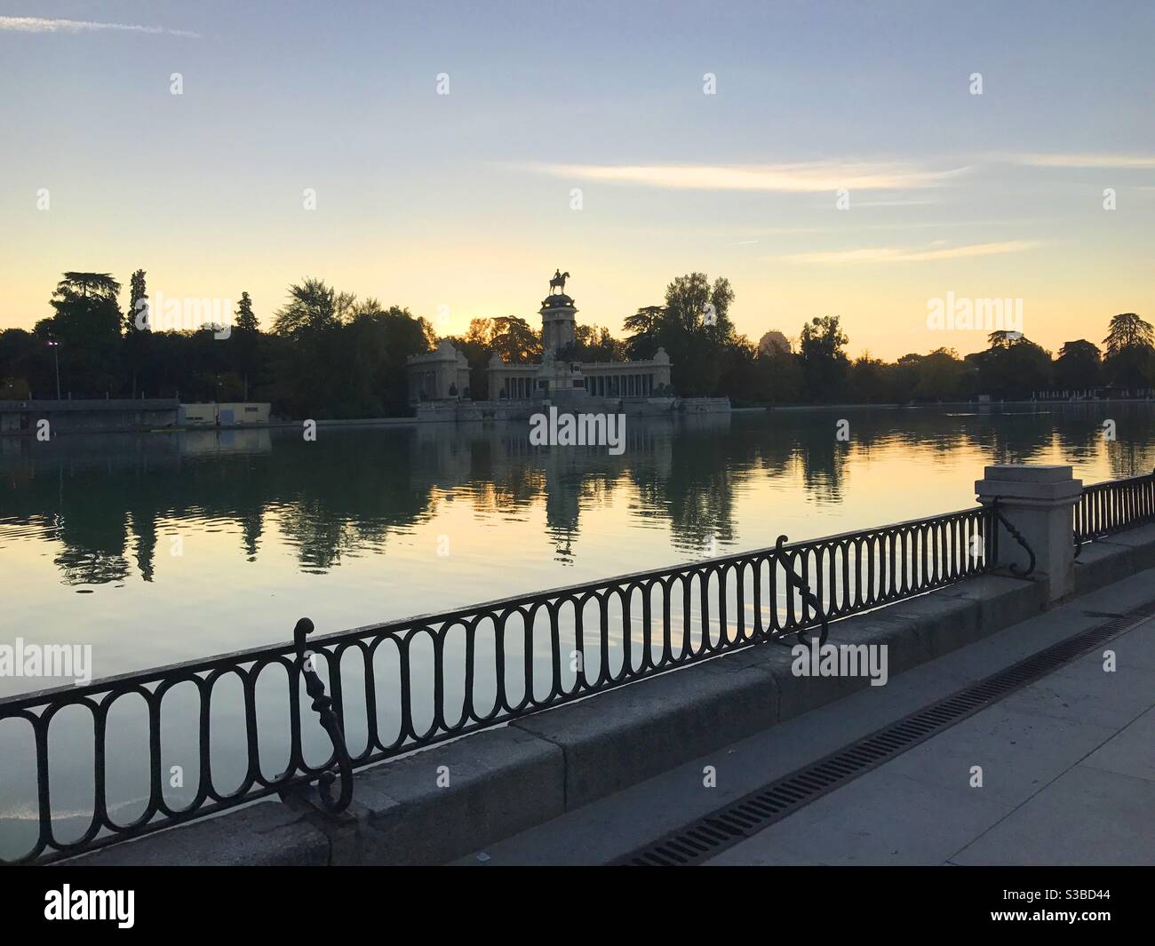 Pond at dawn. El Retiro Park, Madrid, Spain. - Smartphone Captured Stock Image