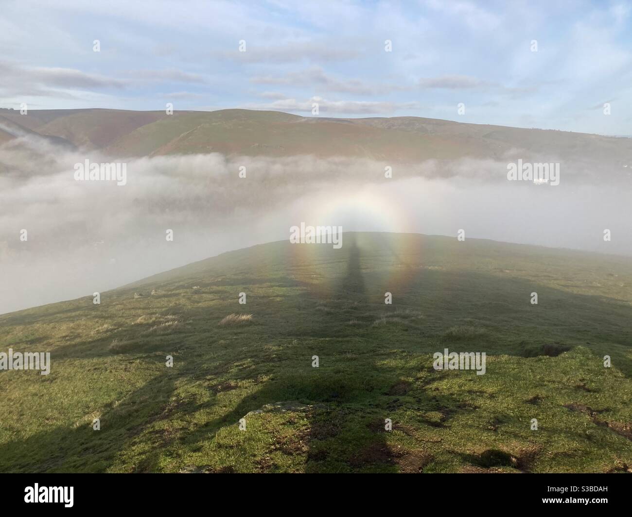 Brocken spectre in the Shropshire Hills - Smartphone Captured Stock Image