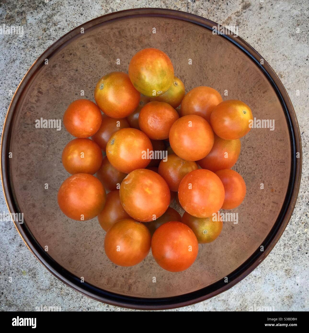A bowl of homegrown tomatoes, Catalonia, Spain. - Smartphone Captured Stock Image