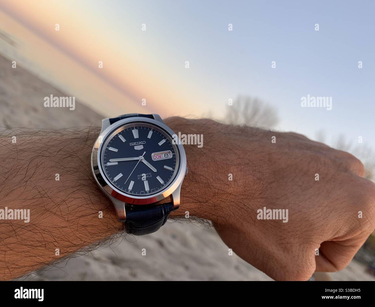 Seiko 5 Watch by the sunset Stock Photo Alamy