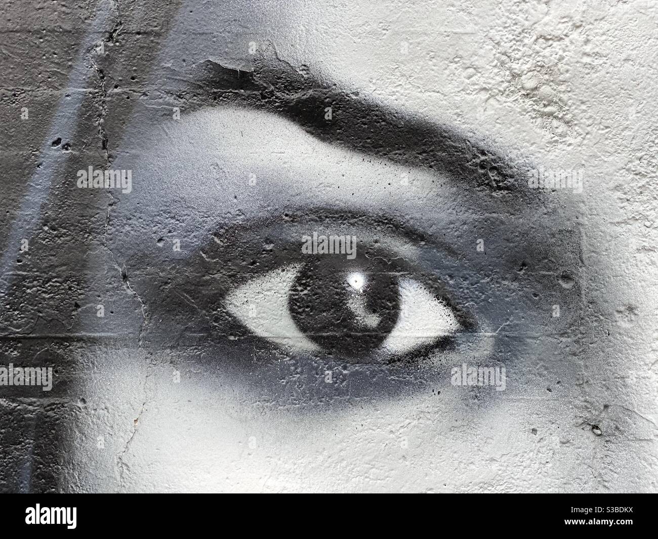 Woman eye design, detail view on a street wall - Smartphone Captured Stock Image