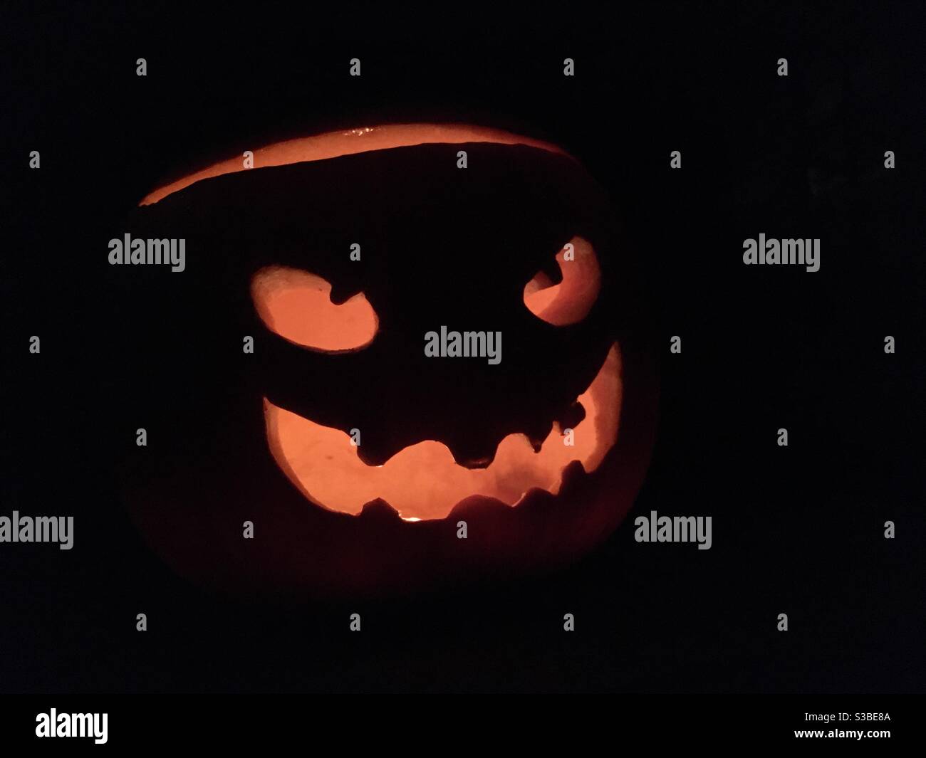 Carved Halloween pumpkin - Smartphone Captured Stock Image