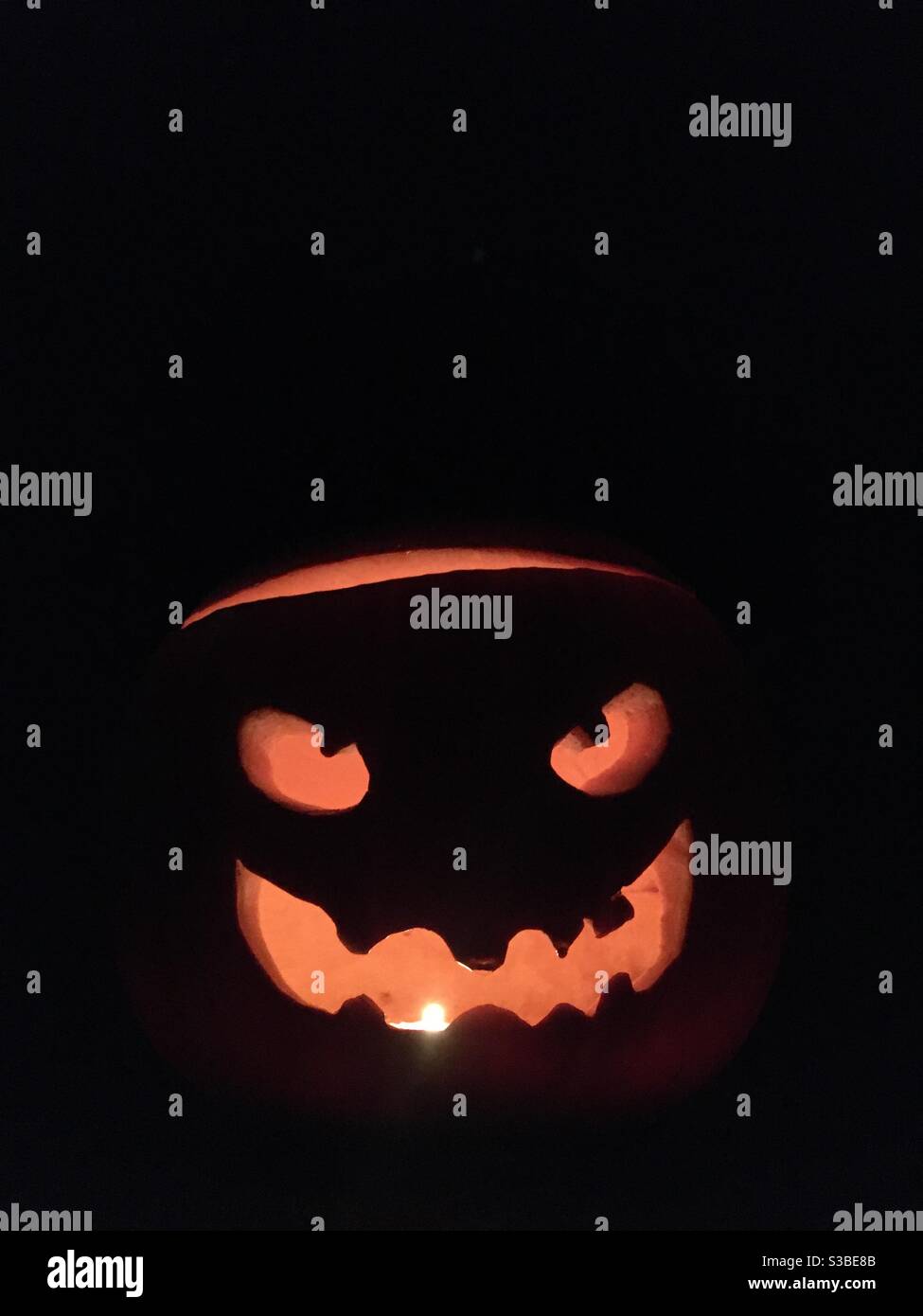 Carved pumpkin for Halloween Stock Photo