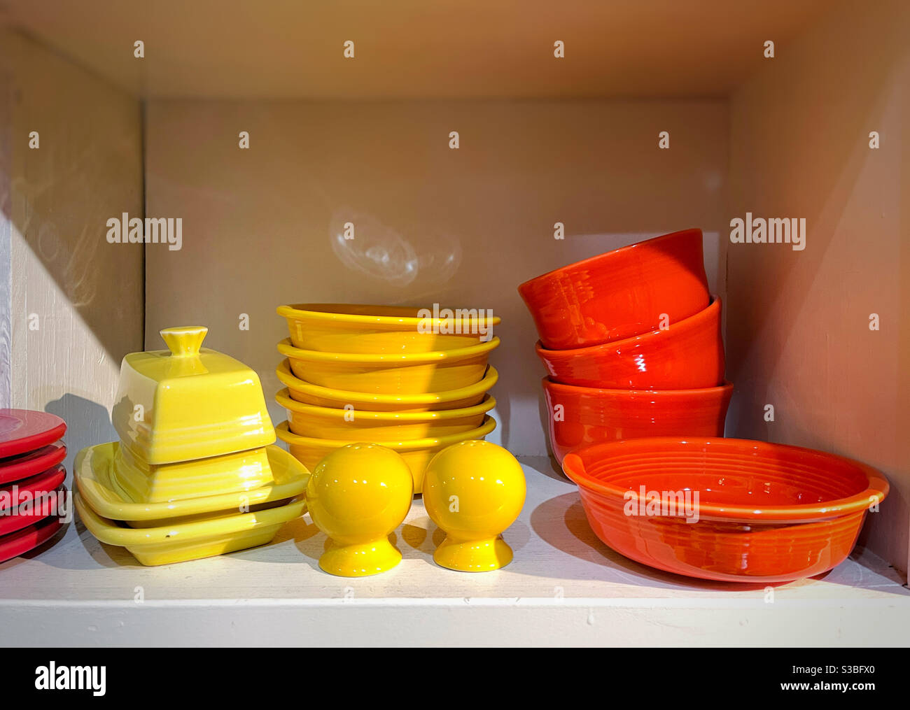 Colorful ceramic dishes at the store - Smartphone Captured Stock Image