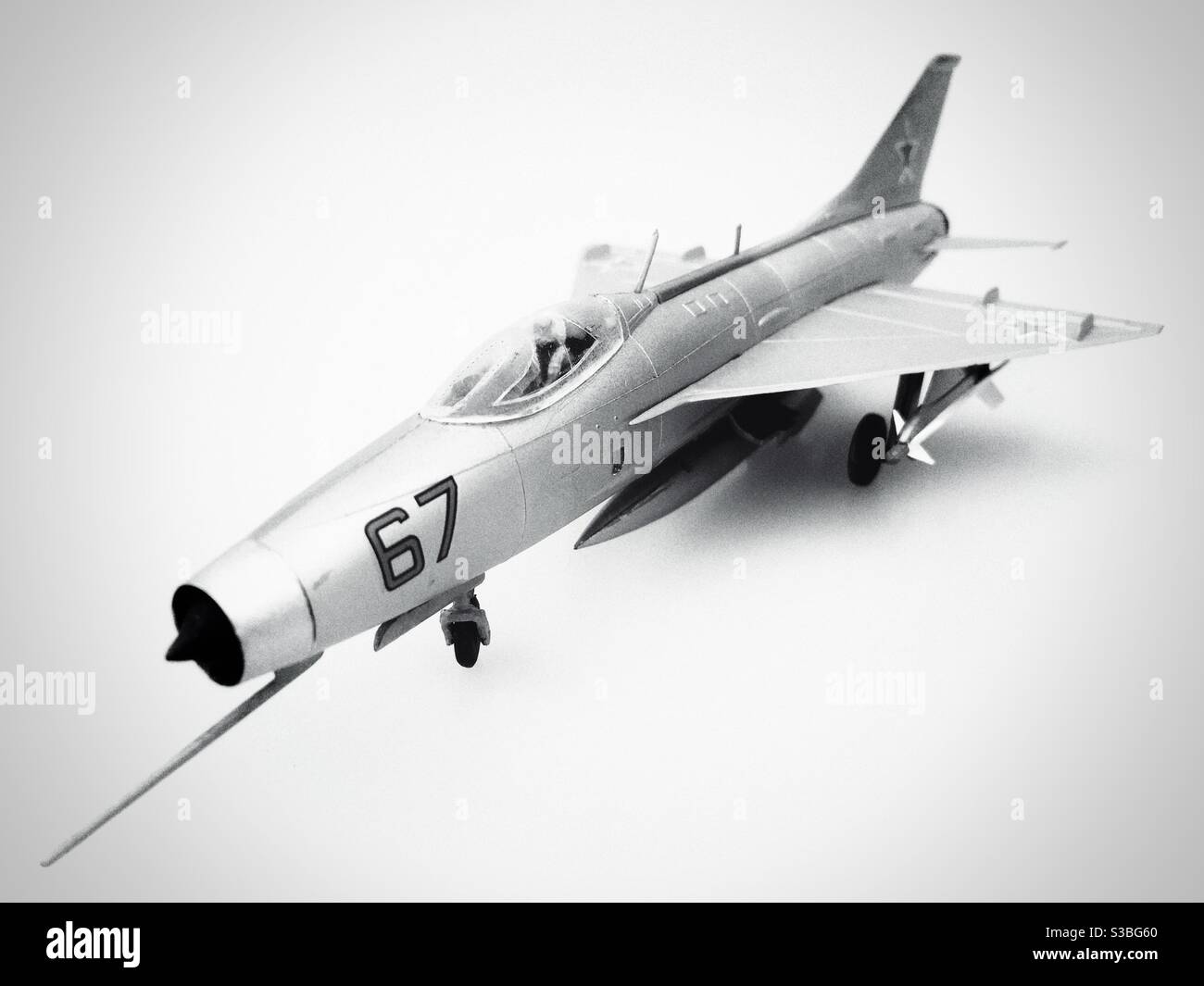 1/72 scale Mig 21 model aircraft - Smartphone Captured Stock Image